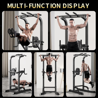 Power Tower Pull Up Bar and Dip Station, Multi-Function Home Gym, Strength Training Fitness Equipment, Height Adjustable