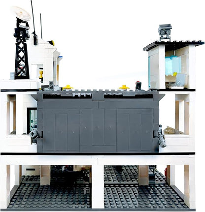 General Jim's Police Station and Jail Building Blocks Set - Multi-Level City Set with Police Vehicles Guard Lookout and Command Center - Compatible with Major Brick Building Brands