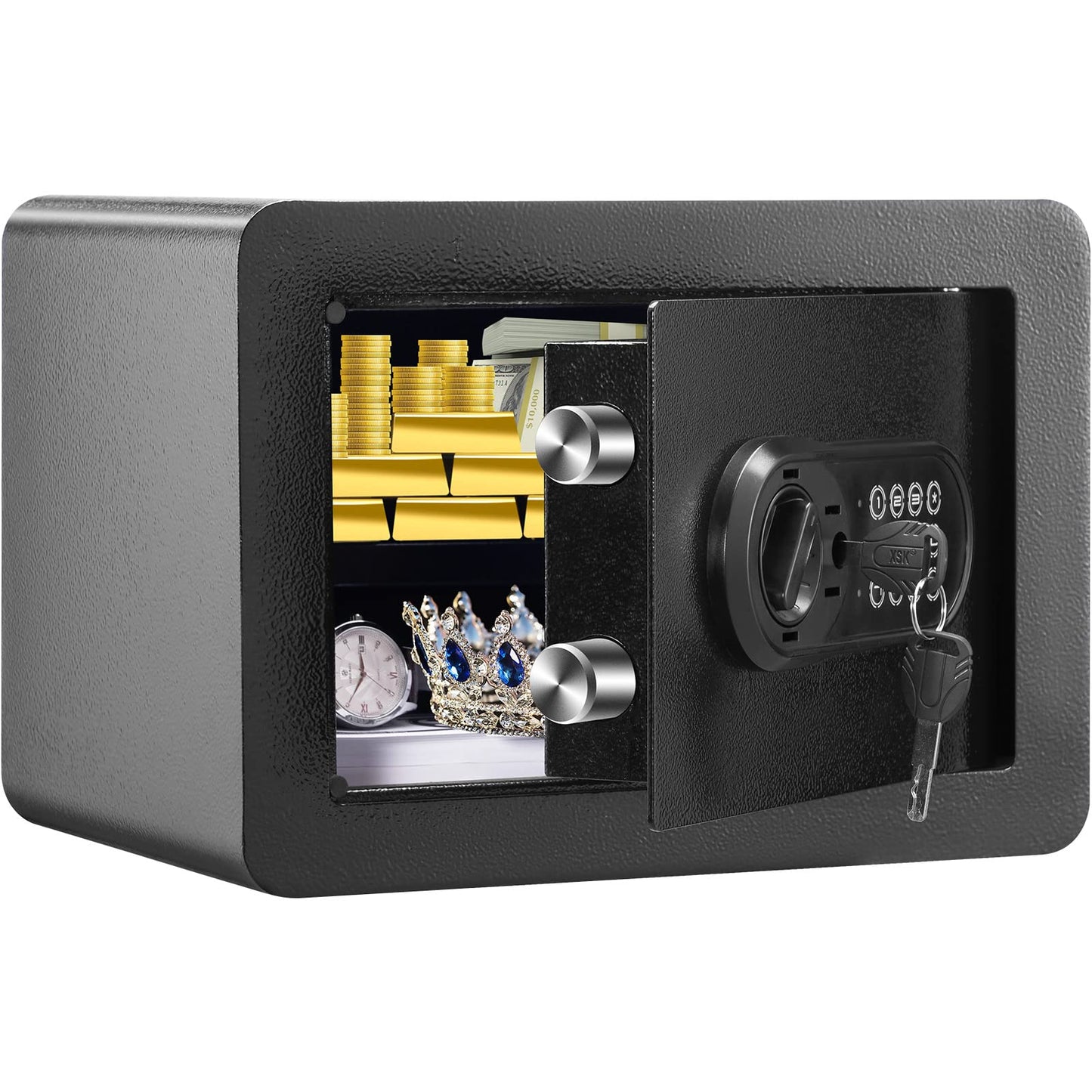 VEVOR Safe Box with Digital Keypad and 2 Keys, 0.5 Cubic Feet, Steel Security, Cabinet with Fire-proof Bag, Protect Cash, Gold, Jewelry, for Home, Hotel,13.8"Wx9.8"Dx9.8"H