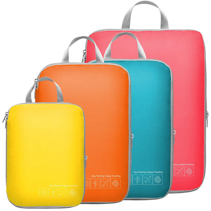 Cambond Compression Packing Cubes for Travel Women - 4 Pack Luggage Packing Organizers Bags Compression Cubes for Travel Essentials Carry on Suitcases, Multi-color