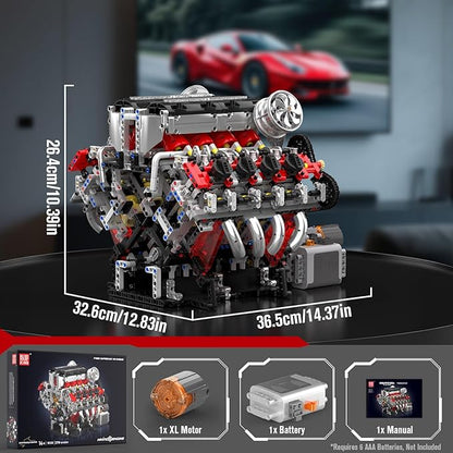 Mould King 10130 V8 Engine Model kit that Runs Build Your Own Cars Combustion Battery/Motor Blocks Sets STEM Toy Gift for Adults 14+ Teens Engineering Toys for Display Collection(2718 Pcs)