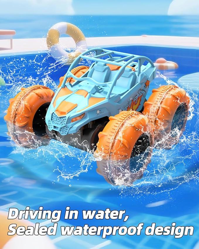 LM15-C Amphibious RC Car - Land &amp Water Remote Control Car 15km/h Speed 40min Runtime 2.4GHz Waterproof Off-Road Vehicle(White)