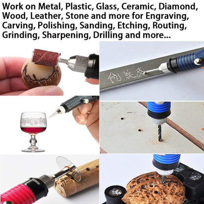 Uolor 108 Pcs Engraving Tool Kit, Multi-Functional Electric Corded Micro Engraver Etching Pen DIY Rotary Tool for Jewelry Glass Wood Metal Plastic with Scriber, 82 Accessories and 24 Stencils - Black