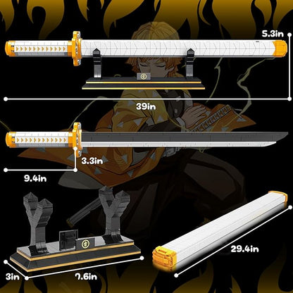 39in Sword Building Block Sets Compatible with Lego Set 956PCS Zentisu Samurial Sword with Scabbard and Stand for Boys Adults 8 9 10 11 12 13 14