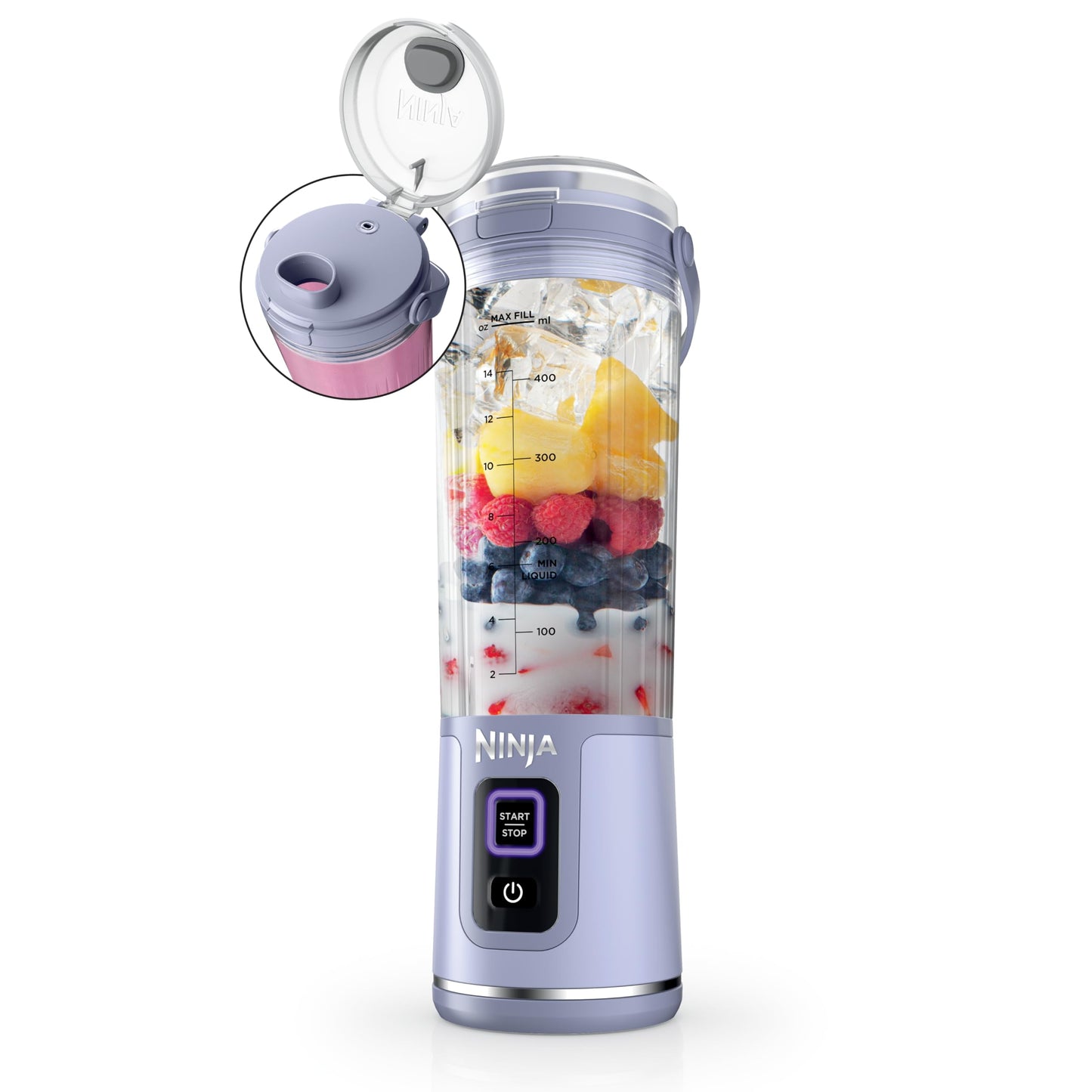 Ninja BC151BK Blast Portable Blender, Cordless, 18oz. Vessel, Personal Blender-for Shakes & Smoothies, BPA Free, Leakproof-Lid & Sip Spout, USB-C Rechargeable, Dishwasher Safe Parts, Black