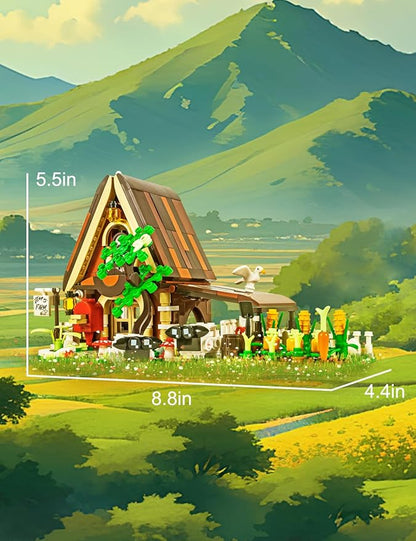 SEMKY City Series Farm House Building Blocks Set with LED Lights (610Pieces) Creative Farm House Model Gifts for Kid and Adult