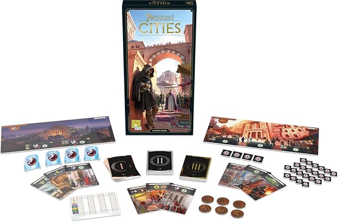 Asmodee 7 Wonders Cities Board Game EXPANSION - Forge Alliances and Expand Your Influence Civilization Strategy Game for Kids and Adults Ages 10+ 3-7 Players 40 Min Playtime