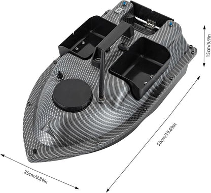 RC Bait Boat 600m/1968ft Long-Distance Control Surf Fishing Bait Boat 4.4LBS Loading Capacity with Dual 5200mAh Battery and LCD for Lake/Ocean Angling Auto Navigation (Gray)