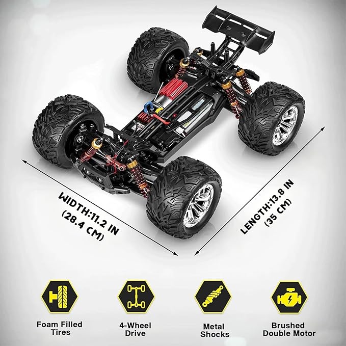 4x4 RC Cars for Adults 48kmh High-Speed - 1:12 Scale Large Waterproof Remote Control Truck Offroad Electric Monster Car 2 Batteries 30+ Min Play All Terrain
