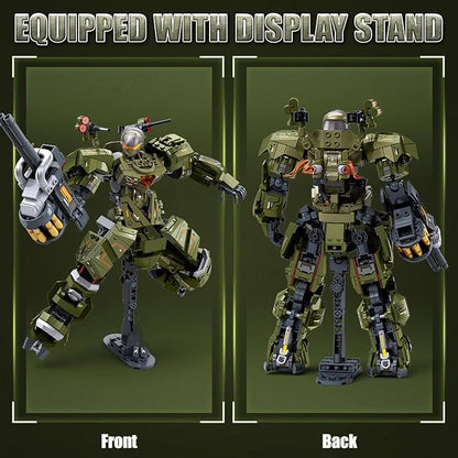 HIGH GODO Main Battle Mech Robot Transforming Building Blocks Set for AdultsCity Warrior Justice Hero Soldier Mech Model Building Kit Cool Creative Robots Toys Gift for Teens 598 Pieces