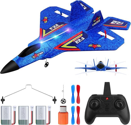 F22 RC Plane 2 Channel 2.4 GHz Remote Control Airplane Large RC Fighter Jet Toy with Lights Easy to Fly Gift for Kids Adults &amp Beginners