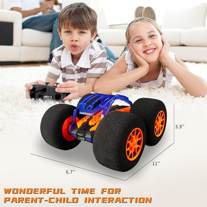 Indoor RC Car Stunt Remote Control Car Toys with Soft Wheels RC Cars for Kids Indoor Outdoor with LED headlight &amp Crazy Stunts 360° Flips Double Sided Vehicle 2.4GHz Remote Control for Boys Girls