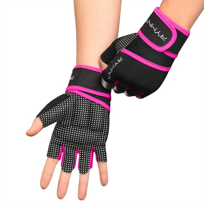 Workout Gloves with Wrist Wrap Support, Weight Lifting Gloves with Full Palm Protection & Extra Grip for Men Women Gym Exercise, Fitness, Weightlifting, Pull ups