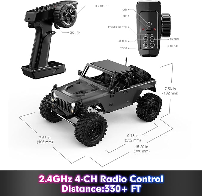 HYPER GO H12Y 1/12 Brushless 4X4 RC Rock Crawlers for Adults Metal Case Waterproof 4WD Off-Road RC Rock Trucks with Portal Axles All Terrain RC Cars with 2 Battery