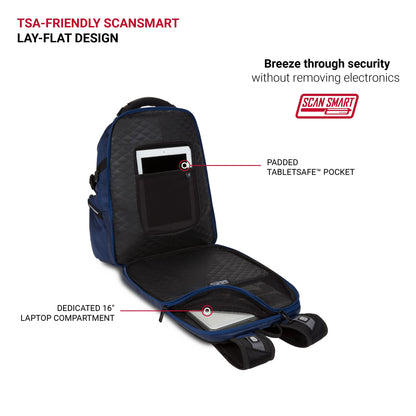 SwissGear Endure ScanSmart Laptop Backpack, Navy Ballistic, 17.75-Inch