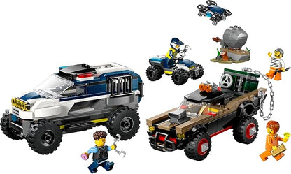 Lego tbd-60449 New title: LEGO City Off-Road Police Chase Action Set – Police SUV Crook Pickup Quad Bike &amp Drone | Kids Construction Toy - 60449