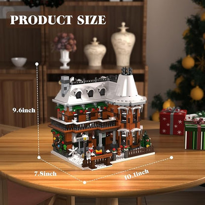 It's A Wonderful Life House Building Set with LED Light Christmas Holiday Snow House Building Blocks Toy Compatible with Lego Chritmas Village Gifts for Friends、Family Ages 18+ (1549PCS)