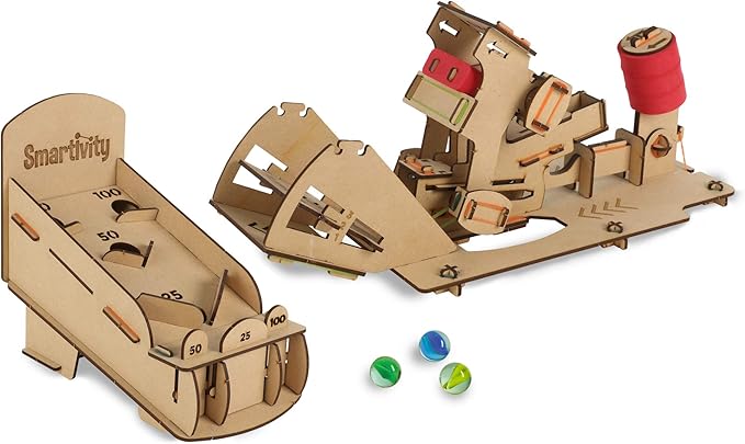 Smartivity Hot Shot Marble 3D Wooden Model Engineering STEM Learning Toy for Kids Ages 6 and Up includes Rubber Bands Marbles Engineered Wood Components Instruction Manual Learner's Log