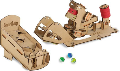 Smartivity Hot Shot Marble 3D Wooden Model Engineering STEM Learning Toy for Kids Ages 6 and Up includes Rubber Bands Marbles Engineered Wood Components Instruction Manual Learner's Log