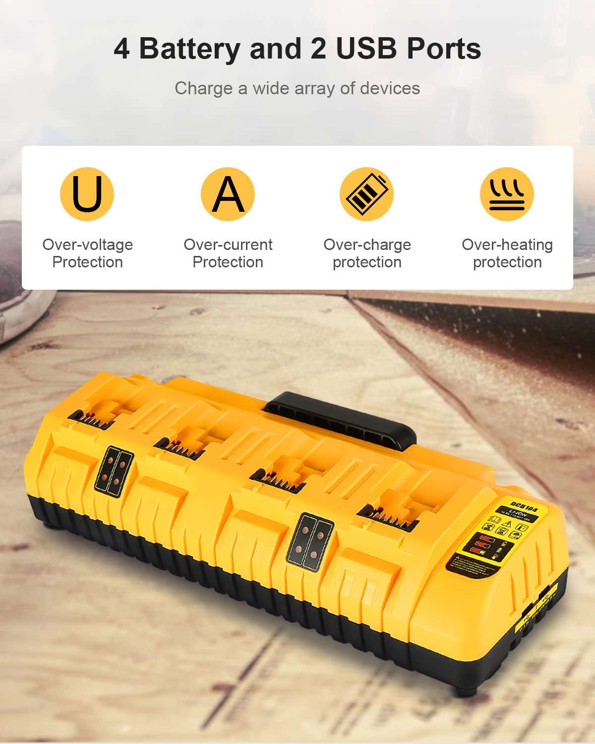 Lenoya DCB104 Replacement for Dewalt 12v 20v Max Multi Battery Charger Station DCB104