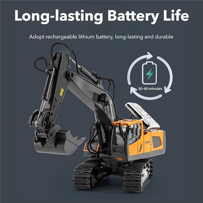Mudsterz - Mudsterz Trucks Mudsterz Excavator 2.4GHz RC Construction Vehicle with Cool Lights and Real Sounds Realistic Engineering Design Metal Parts Little Builders Big Action (A1)