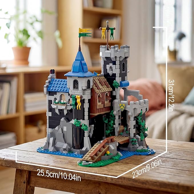 Medieval Lion Knight Castle Building Set Architecture Castle Viking Modular Buildings Ideals Christmas Birthday Gift for History Enthusiasts Creative Gift for Adults （933pcs）