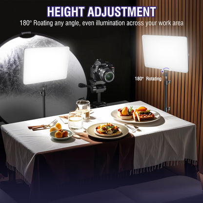 2-Pack LED Video Light Kit with 63'' Tripod Stand, Icceue 2500K-8500K Dimmable Studio Light Photography Panel Lighting for Video Recording Game Live Streaming Podcast YouTube Filming, Phone Holder