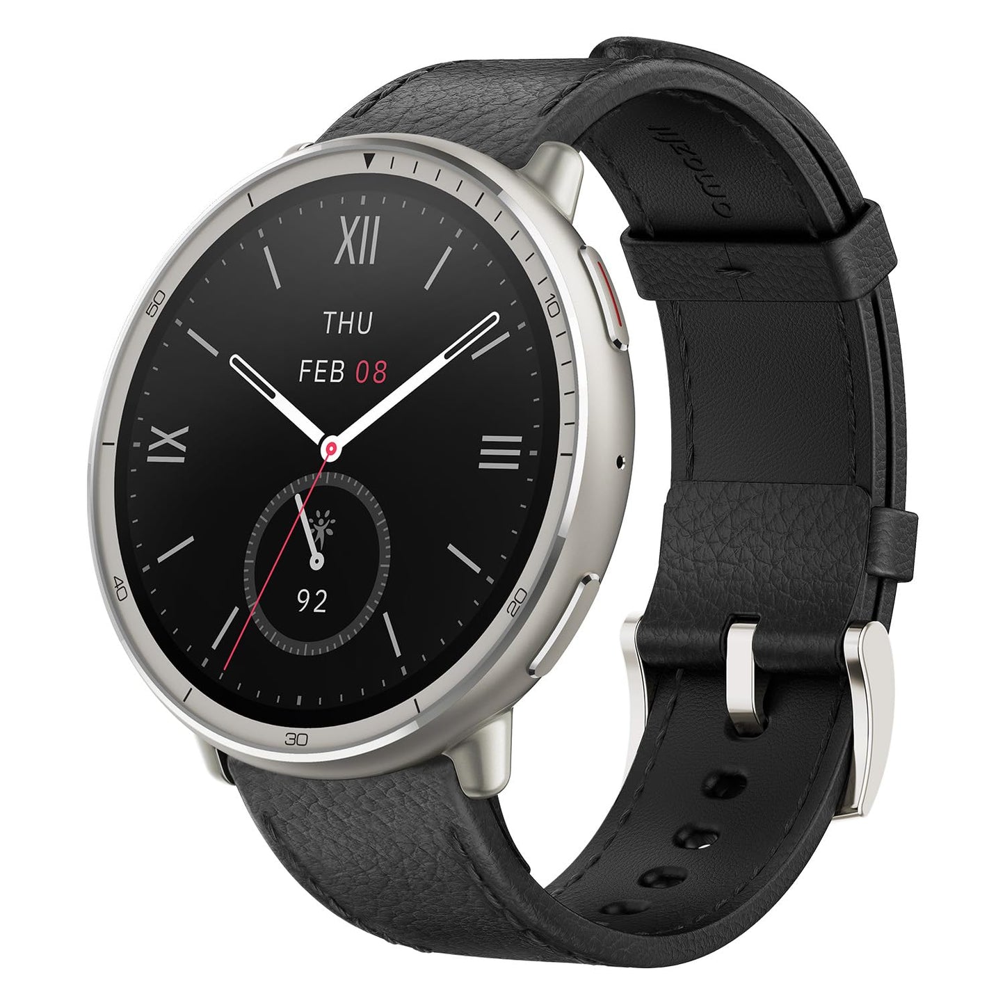 Amazfit Active 2 Premium Smart Watch Fitness Tracker (Round) for Android & iPhone, 10 Day Battery, Water Resistant, GPS Maps, Heart & Sleep Monitor, HYROX Mode, Sapphire Glass, Leather + Sport Strap