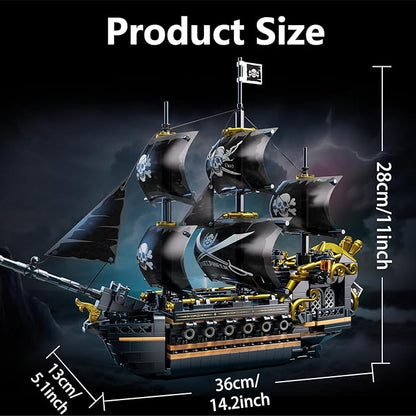 Flubecrux Pirate Ship Building Set Black Pearl Ship Model Kits for Home Office Decor Collectible Pirate Ship Sailboat Toys for Adults Boys Kids 8-12 Christmas Birthday Gift (801Pcs)