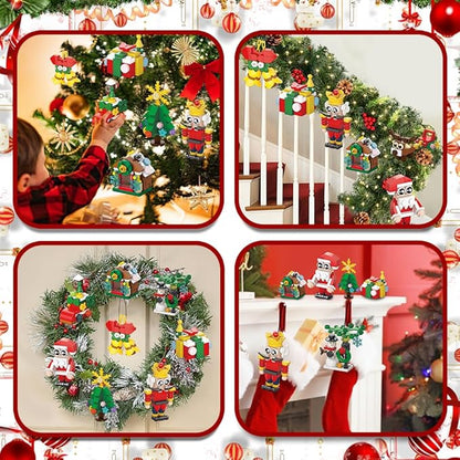 JOICEE Christmas Ornaments Building Blocks 18 Pack Xmas Tree Ornaments Building Sets with Strings Hanging Decoration Toys for Kids Holiday Party Favors Gifts Stocking Stuffers