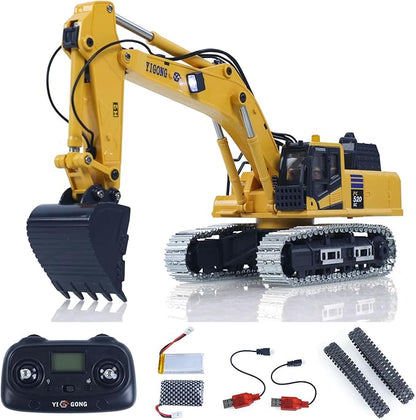 TOUCAN RC HOBBY 1/50 RC Digger PC520 Electric Lifting Radio Control Excavator Engineering Vehicle Metal Tracks Lights Sound Small Collection for Ages 14+