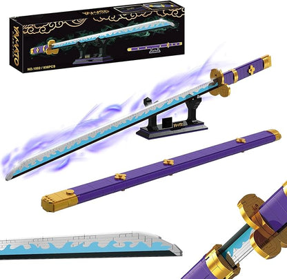 Anime Sword Building Set 936 Pieces Yamato Sword Model with Scabbard &amp Stand Japanese Samurai Cosplay Prop Construction Toy Hell King Style Blade Gift for Adults and Teens