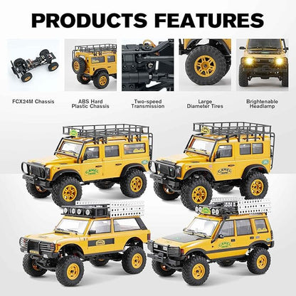 EAZYRC FMS 1/24 FCX24M RC Crawler RTR Land Rover Series with Licensed 1/24 RC Truck 4X4 Mini RC car with Lighting 2.4Ghz Remote ControlBattery (Discovery)