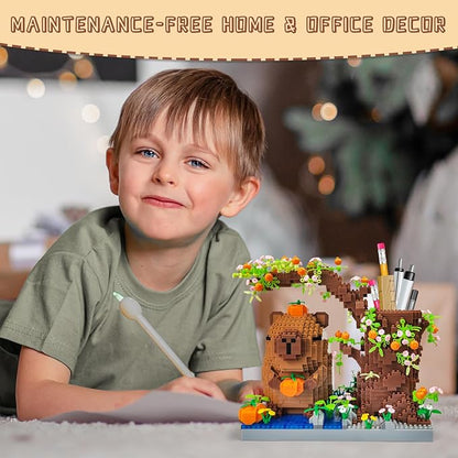 Capybara Set Toy Micro Mini Building Block Pen Holder&ampDesk Organizer Cute Animals Building Bricks Kit(1880Pcs) Arts&ampCrafts for Capybara Lovers for Kids Age 8+ for Adult not Compatible with Leg