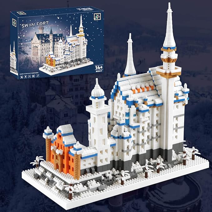 Germany Swan Stone Castle Micro Building Blocks Set Famous World Architecture Model Creative Collection Building Toys for Adults and Kids 14+ (2800 Pieces)