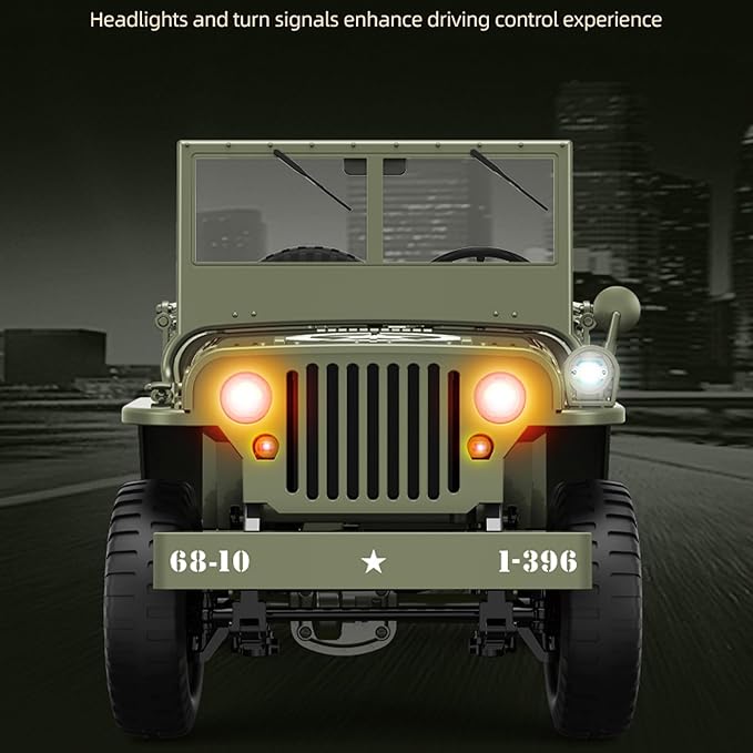 RC Crawlers 1:10 Scale D888 Willys Military Jeep 2.4Ghz 4WD Off Road Rock Crawler Vehicle with Lights All Terrain Electric RC Jeep Toy for Adult Teens