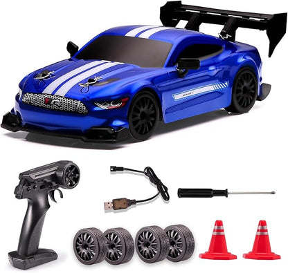 1:24 Scale RC Drift Car4WD 2.4GHz High Speed Racing Hobby Sport Toy Car Vehicle with LED LightsRacing and Drift Wheels for Adult Boys Girls Kids Gift (8602-Blue)