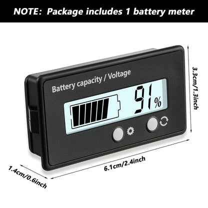 DC 12V 24V 36V 48V 60V 72V 84V Golf Cart Battery Meter with Alarm, Front Setting and Switch Key Battery Capacity Voltage Indicator Gauge Acid and Lithium ion Indicator(White)
