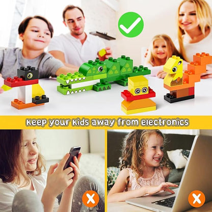 burgkidz Animal Building Toys for Toddlers 3-5 Jumbo 135Pcs Building Blocks Creative Take Apart Puzzle with Storage Bucket Compatible with Major Brands Preschool Birthday Gift for Boys Girls