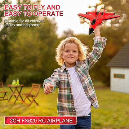 RC Airplane 2CH RC Plane 2.4GHz Remote Control Plane RTF SU35 RC Jet Easy to Fly FX620 Airplane Toys rc Planes for Adults Kids and Beginner with Night Lights（Red）