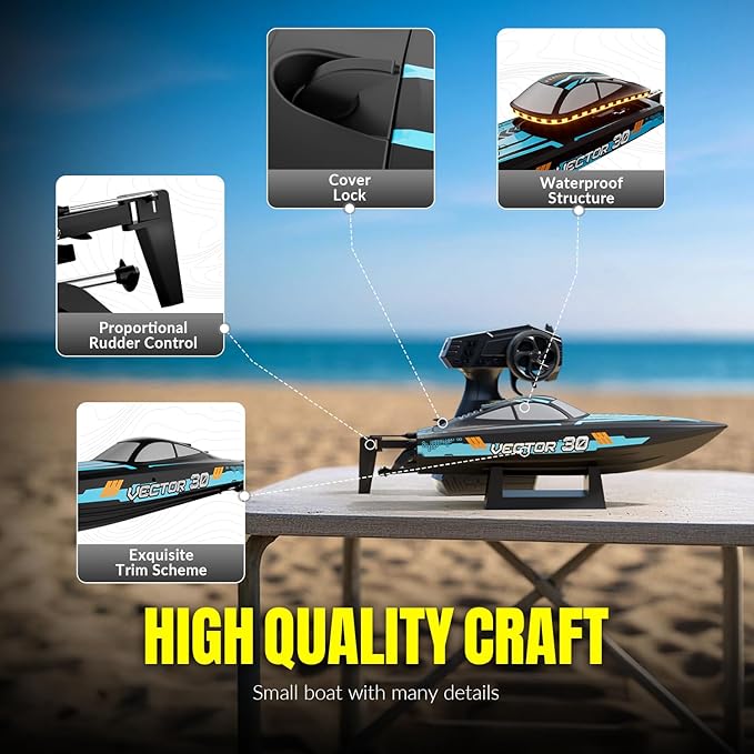 volantexrc RC Remote Control Boat for Pool2.4Ghz Control RC Boats for Adults Lake Electric Boat with Water Cooling System 2Rechargeable Batteries (Blue)