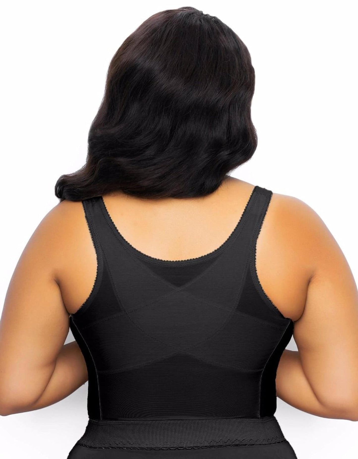 Exquisite Form womens Fully Front Close Longline Lace Posture Bra, Black, 38B US