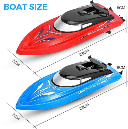 2PACK RC BoatRemote Control Boats for Kids and Adults10km/H 2.4G High Speed Remote Control BoatFast RC Boats for Pools and Lakes with 4 Rechargeable Battery.(Blue+Red)