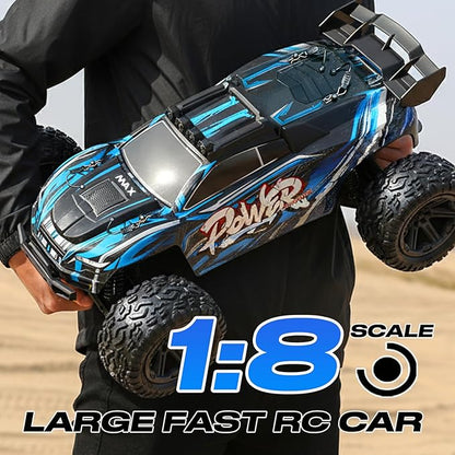1:8 All Terrain Off Road RC Car 50KM/H Racing Drifting Climbing Monster Truck 2.4Ghz Remote Control LED Lights 2 Rechargeable 2600mAh Batteries Birthday