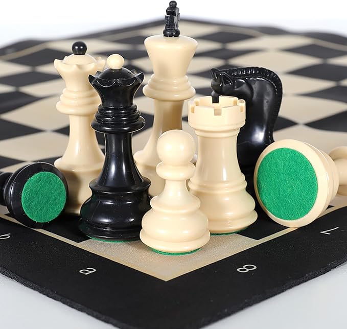 20-Inch Portable Folding Chess Set with Weighted Plastic Pieces Double Queens &amp Carrying Bag – Ideal for Adults Beginners Camping and Game Nights