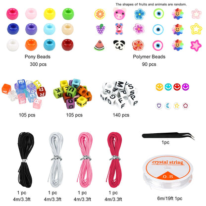 Dowsabel Bracelet Making Kit, Beads for Bracelets Making Pony, Kandi, Polymer Clay, Smile Face & Letter Beads for Jewelry Making, DIY Arts and Crafts Gifts Toys for Girls Age 6-12