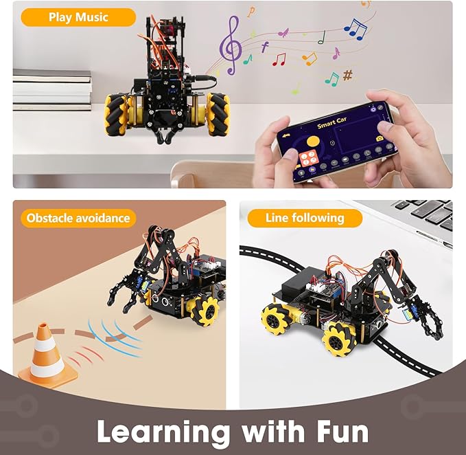 Robotics for Kids Ages 8-12 ACEBOTT Smart Robot Arm Car Kit with 5DOF STEM Toys for Boys Age 8-12 12-16+ ESP32 Arduino/Python/Blockly Coding App &amp Remote Control STEM DIY Gift for Teens &amp