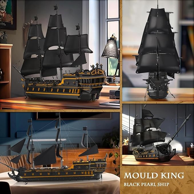 Mould King Pirate Ship Model Building Blocks Kits Black Pearl Ship MOC Model Set to Build Large Pirates Ship Boat Model Blocks Assembly Toy(5266 Pieces)