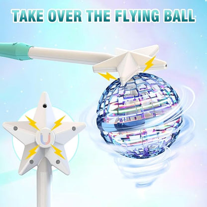 ATHLERIA Blue Flying Orb Ball with WandCosmic Globe Hover Boomerang Mini Drones for KidsCool Gadgets Christmas Birthday Gifts Toys for Boy Girl Teens 6 7 8 9 10+ Year Old