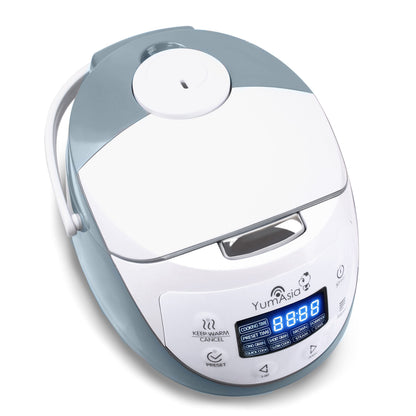 Yum Asia Panda Mini Rice Cooker With Ninja Ceramic Bowl and Advanced Fuzzy Logic (3.5 cup, 0.63 litre) 4 Rice Cooking Functions, 4 Multicooker functions, Digital LED display - 120V